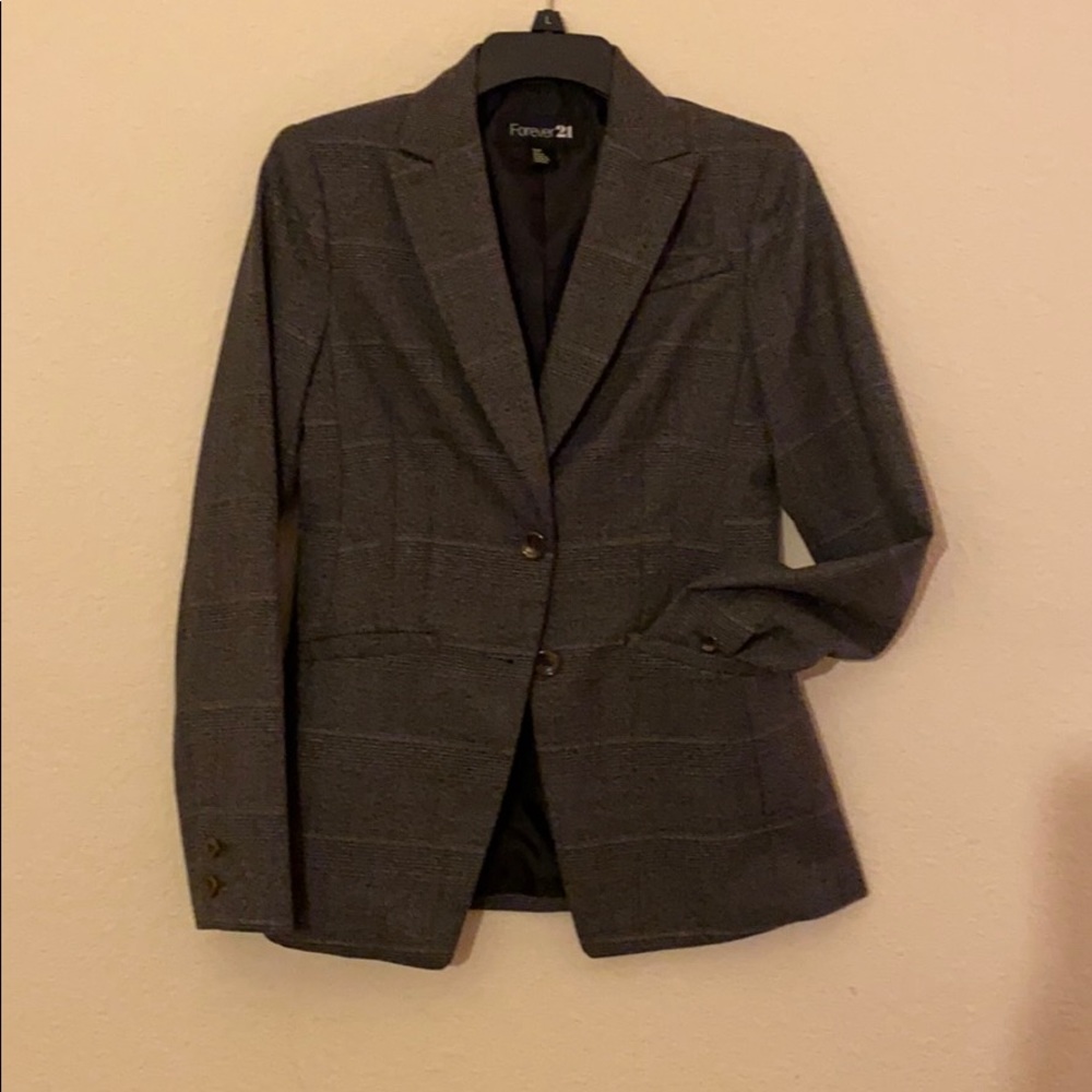 Tweed pattern two button blazer